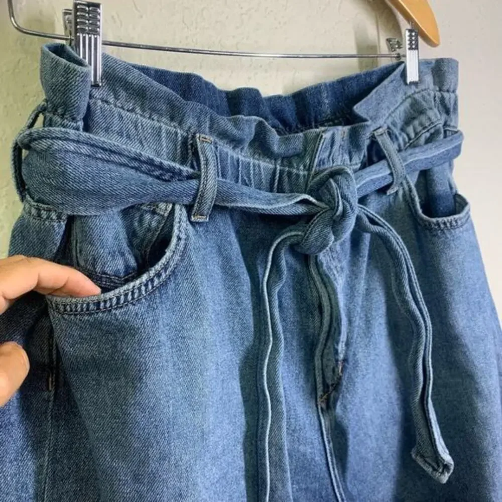 JOE'S JEANS Shorts 32 Paper Bag High Rise Elastic Waist Soft‎ Denim Zip Fly
